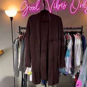Chic Open-Front Cardigan in Rich Brown